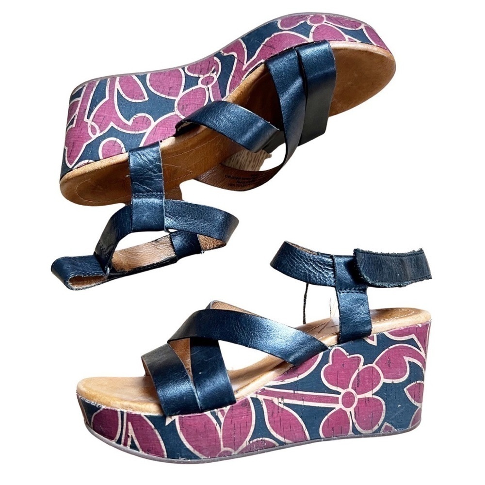 Naya Anthropology “Nalani” Black Leather Strappy Open Toe Platform Wedge Sandals